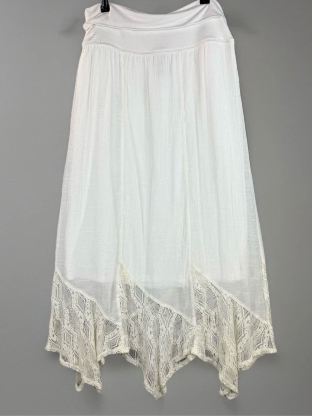 Apt. 9 White Asymmetrical Handkerchief Hem Maxi Skirt Boho Large